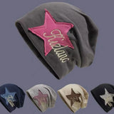 Daiiibabyyy  Trendy Solid Color Y2k College Style Embroidery Ear Protection Pile Hat Women Warm Cap Beanie Hat Korean Style Caps Letter Hat
