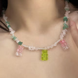 Daiiibabyyy  Exaggeration Transparent Acrylic Chain Big Necklace For Women Charm Colorful Heart Choker Collar Necklace Fashion y2k Jewelry