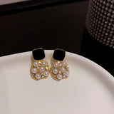 Daiiibabyyy  Exquisite Luxury Micro Inlaid Zircon Geometric Square Earrings for Woman Korean Fashion Jewelry Party Girls Unusual Earring