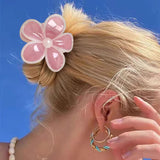 Daiiibabyyy  Flower Bohemia Hair Claw Women Simple Ponytail Korean Hairpin Hair Crabs Headwear Fashion Summer Beach Hawaii Hair Accessories