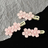 Daiiibabyyy  Jelly Cherry Blossom Hair Clips Pink Blue Flower Hairpins for Girl Romantic Wave Side Bangs Barrettes Kawaii BB Hair Accessories
