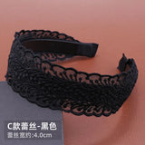 Daiiibabyyy  Korean New Vintage Lace Flower Hair Hoop Sweet Headband Temperament Wide Side Hairbands Girls Women Hollow Non Slip Headwear