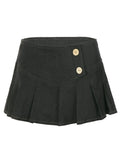 Daiiibabyyy  American Streetwear Vintage Solid High Waist A-LINE Folds All Match Skirts