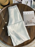 DAIIIBABYYY  -  New Sequins Decor Satin White Pants For Women Summer Thin Design Heavy Industry Shining High Waist Slimming Wide Leg Pants
