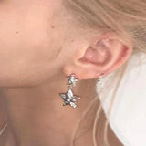 Daiiibabyyy -  Korean Punk Crystal Star Stud Earrings Shiny Egirl Fashion DIY Earrings for Women Cool Jewelry Y2K Accessories Scary Earrings