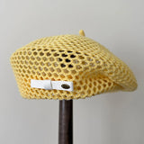 Daiiibabyyy  Summer French Literary Straw Beret Japanese New Hollow Out Breathable Hat Women Face Slim Thin Beanie Painter Hat for Travel