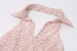 DAIIIBABYYY  -  French Sweet Girl Pink Lace Halter Neck Sleeveless Dress Women's Summer Pure Sexy Slim-fit A-line Dress Fashion Female Clothes