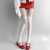 Daiiibabyyy  New Lolita Lace Edge Fishnet Thigh High Stockings Japanese JK Y2K Retro Ballet Socks for Women Summer Overknee Hosiery Stockings