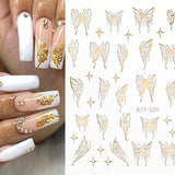 Daiiibabyyy 3D Hollow Butterfly Nail Sticker Holographics Transfe Bronzing Laser Butterfly Moon Start Stickers Nail Decal Decoration Tools