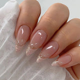 DAIIIBABYYY  -  24 PCs Long French Glitter Gilt Nails with 1 Jelly Gel and 1 Nail File983