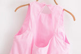 DAIIIBABYYY  -  Women's Pink Elegant Balloon Crew Neck Sleeveless Top Female Fashion Versatile Bow Decorated High Street Casual Short Top