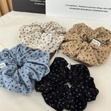 DAIIIBABYYY  -  Autumn Winter New Style Corduroy Floral Scrunchies Oversized Velvet Black Hair Ties Ropes Women Young Girls Elegant Hair Bands