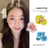 DAIIIBABYYY  -  Sweet Orchid Flower Hairpin Girl Women Summer Seaside Vacation Headwear Duckbill Clip Bohemian Hair Accessories