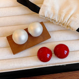 Daiiibabyyy  New Retro Fashion Ankara Red Round Ball Stud Earrings for Women Minimalist Statement Earrings Festive Party Atmosphere Jewelry