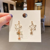 Daiiibabyyy  French Court Style Zircon Starry Moon Tassel Earrings Sparkling Crystal Star Jewelry for Women Party Exquisite Gifts