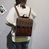 Daiiibabyyy College Style Autumn and Winter Vintage Leather Backpack New All In One Korean Version of High School Students Backpacks women