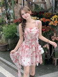 DAIIIBABYYY  -  Summer New French Floral Holiday Beach Y2k Irregular Dresses Women Fashion Elegant Camisole Dress Sweet Evening Party Prom Gown