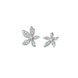 Daiiibabyyy 925 Sterling Silver Flower Asymmetry Studs Earring for Women Zircon Originality Design Jewelry Gift Dropshipping