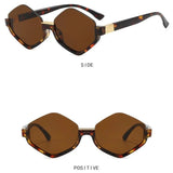Daiiibabyyy  Retro Large Frame Polygonal Diamond Shaped Sunglasses for Women with A Sense of Luxury Bottom Half Frame Letter Sunglasses
