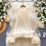 Daiiibabyyy  New Korean 2 Piece Sets See Through Ruffled Cropped Blouse + Sexy Solid Vest Suit Roupas Femme Fashion Solid Color Y2k Outfits