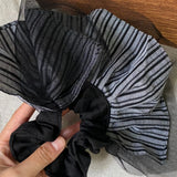 Daiiibabyyy  1PC  Scrunchies Women's Striped Mesh - Trimmed Hair Accessories Elastic Hair Ties, Chic for Daily & Party, Perfect Gift