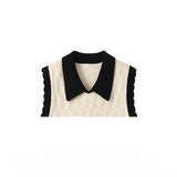 DAIIIBABYYY  -  Women's French Retro Contrast Color V-neck Knitted Vests Spring and Autumn Slim Fit All-match Inner Layering Sweaters Waistcoat