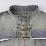 DAIIIBABYYY  -  Y2K Cropped Denim Jacket Women Vintage 90S Sexy Long Sleeve Jeans Coats Summer Gyaru Harajuku Streetwear Design Outerwears