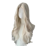 Daiiibabyyy  White Gold Long Curly Synthetic Wig High Quality Fashion Big Wave Bangs Women's Hair Wig