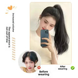 DAIIIBABYYY  -  Long Hair Women's Wig Tail Clip Micro Curl Natural Realistic Popular Tie Synthetic Full Real Human Hair Fake Braid