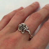 Daiiibabyyy  Vintage Elegant Silver Color Rose Flower Rings for Women Girls Plant Antique Versatile Rings Wedding Jewelry Anniversary Gifts