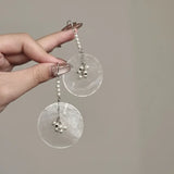 Daiiibabyyy  French Minimalist Resin Imitation Shell Round Slice Pearl Pendant Earrings Women Temperament Jewelry Wedding Party