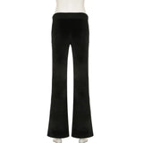 Daiiibabyyy   New Niche American Retro Star Pattern Low Waist Sexy Micro Flared Long Women Black Slim Fit Casual Pants
