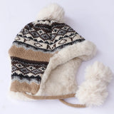Daiiibabyyy  Autumn Winter Sherpa Peru Hat Ear Protection Warm Knitting Plush Ball Snow Ski Cap Hunting Balaclava Windproof Hats