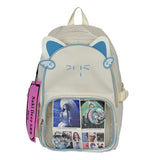 Daiiibabyyy  Cute Hit Color Cat Embroidery Ita Mochila High Capacity Mochilas Student Backpack School Bag Transparent Bags for Woman