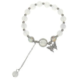 DAIIIBABYYY  -  Korean Fashion Imitation Opal Bracelet Simple Strand Beads Bracelet Moonstone Crystal Butterfly Pendant Bracelet Jewelry Gifts