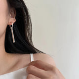 Daiiibabyyy New Simple Version S925 Hoop Earrings Removable Snake Bone Tassel Women Wedding Party Fine Jewelry Girl Gift Wholesal ER098