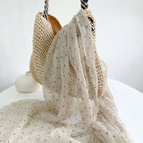 Daiiibabyyy  Pure Linen Soft Scarves Women Polka Dot Retro Design Scarf Summer Travelling Long Scarves Breathable Thin Shawl 65x180cm