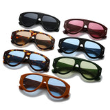 Daiiibabyyy  Fashion Retro Pilot Sunglasses for Women Leopard Blue Lens UV400 Shades Punk Trendy Frame Outdoor Sun Glasses for Men Women