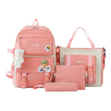 Daiiibabyyy  4Pcs/Set Large Capacity 4 in 1 Backpack Breathable Casual School Bag Multifunction School Rucksack College Backpack Teenage