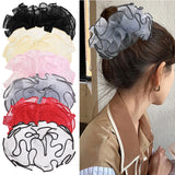 Daiiibabyyy  1PC Ruffled Organza Hair Scrunchies, Multi - Color Chiffon Hair Ties, Stylish Hair Accessories, Ideal for Daily & Party Looks