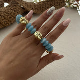 Daiiibabyyy  Fashion Bohemian Resin Acrylic Bangles Hip Hop Soft Clay Flower Beads Charm Bracelets For Women Men New Gift Jewelry