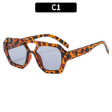 DAIIIBABYYY  -  Leopard Trendy Women Sunglasses Square Chic Decorative Beach Sun Shades for Outdoor Travelling with UV Protection