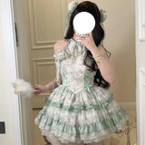 DAIIIBABYYY  -  White Sugar Girl Original Design Lolita Dress Chinese Style Hanging Neck Dress Summer