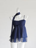 DAIIIBABYYY  -  Spicy Girl Off-shoulder Sleeveless Chiffon Camisole Women's 2024 Summer Sexy Backless Niche Scarf Suspender Tops Female Clothing