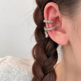 Daiiibabyyy  2Pcs Waterdrop Zircon Korean Ear Cuff Clip On Earrings for Women No Piercing C Shape Clip Ear Luxury Rhinestone Y2K Jewelry