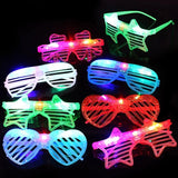 Daiiibabyyy 5-50Pcs Glow in the Dark LED Eyeglasses Neon Colors Blinds Lampshade Glasses Christmas Birthday Neon Party Mardi Gras Props