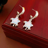 Daiiibabyyy  Korean Fashion Personality Resin Star C-shaped Earring for Women Sweet Simple Drop Earrings Summer New in Girl Jewelry