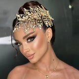Daiiibabyyy  Bride Headdress Rhinestone Wedding Hair Jewelry Bridal Hair Piece Champagne Crystal Headband Hair Accessories for Women