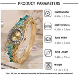 Daiiibabyyy  Rich In Flowers Vintage Watch Rhinestone Bracelet Round Dial Quartz Watch Crystal Jewelry Versatile Design