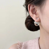 Daiiibabyyy  Luxury Double sided White Crystal Crown Stud Earrings Women High Fashion Two Wear Earrings Niche Jewelry Gifts